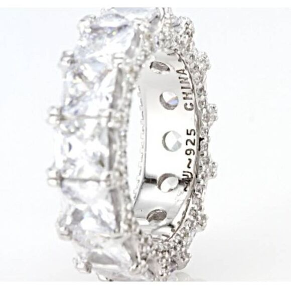 Stunning New 15.13 Princess & Round Cut Sim Diamond Eternity Band Ring Sz 8 - Picture 9 of 9